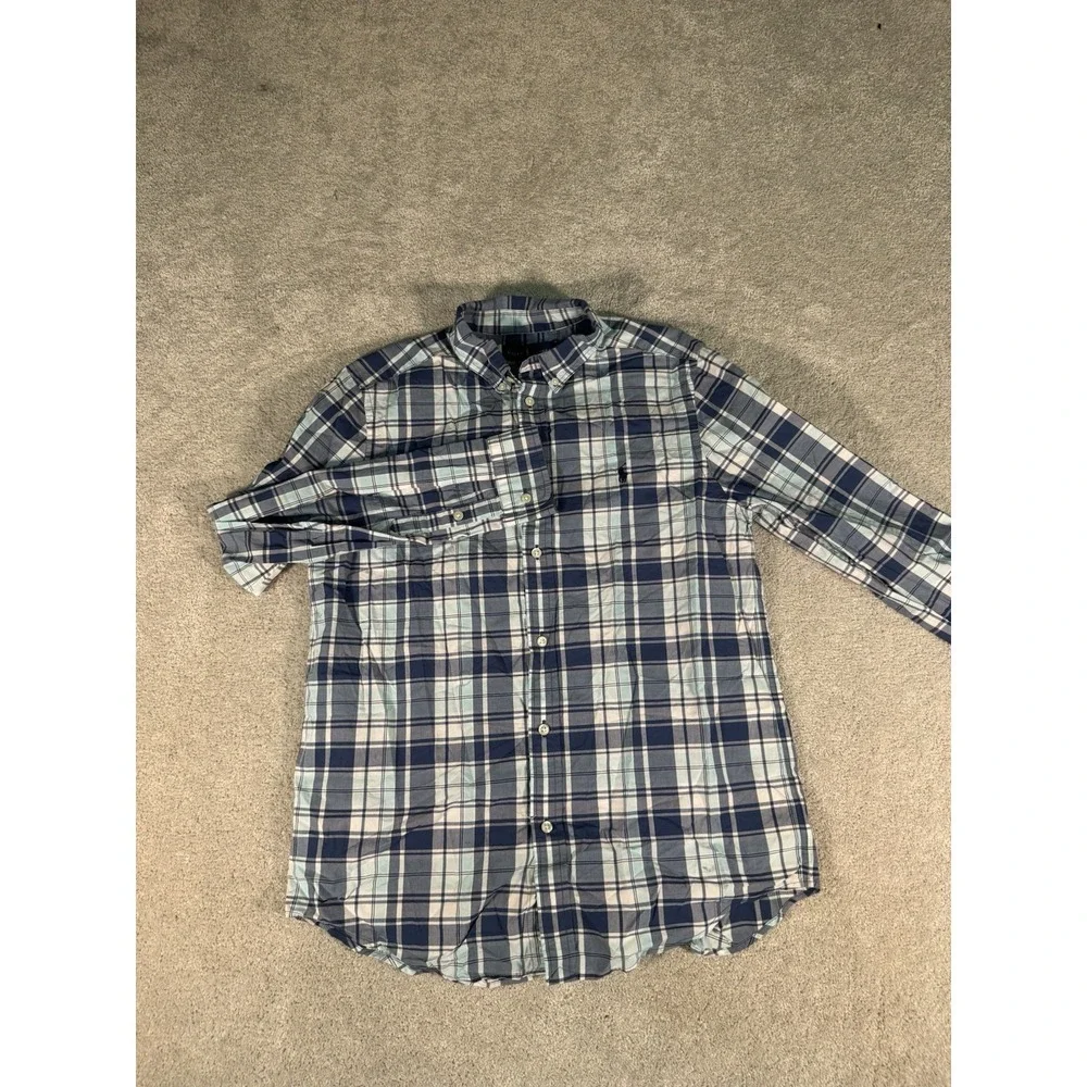 Ralph Lauren Boys XL (18-20) Natural Stretch Plaid Long Sleeve Button Down Shirt